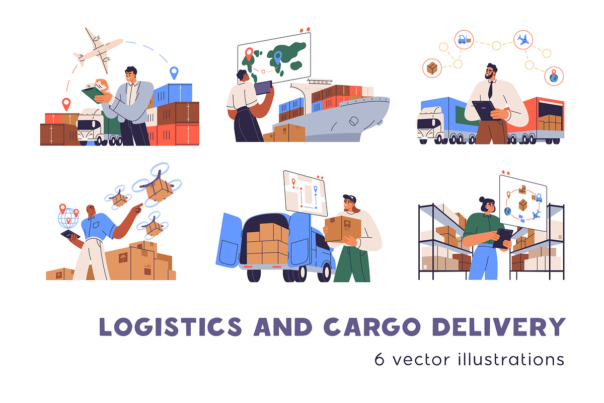 Logistics and cargo delivery concept, a Transportation Illustration by Good Studio (Photo 1 of 7)