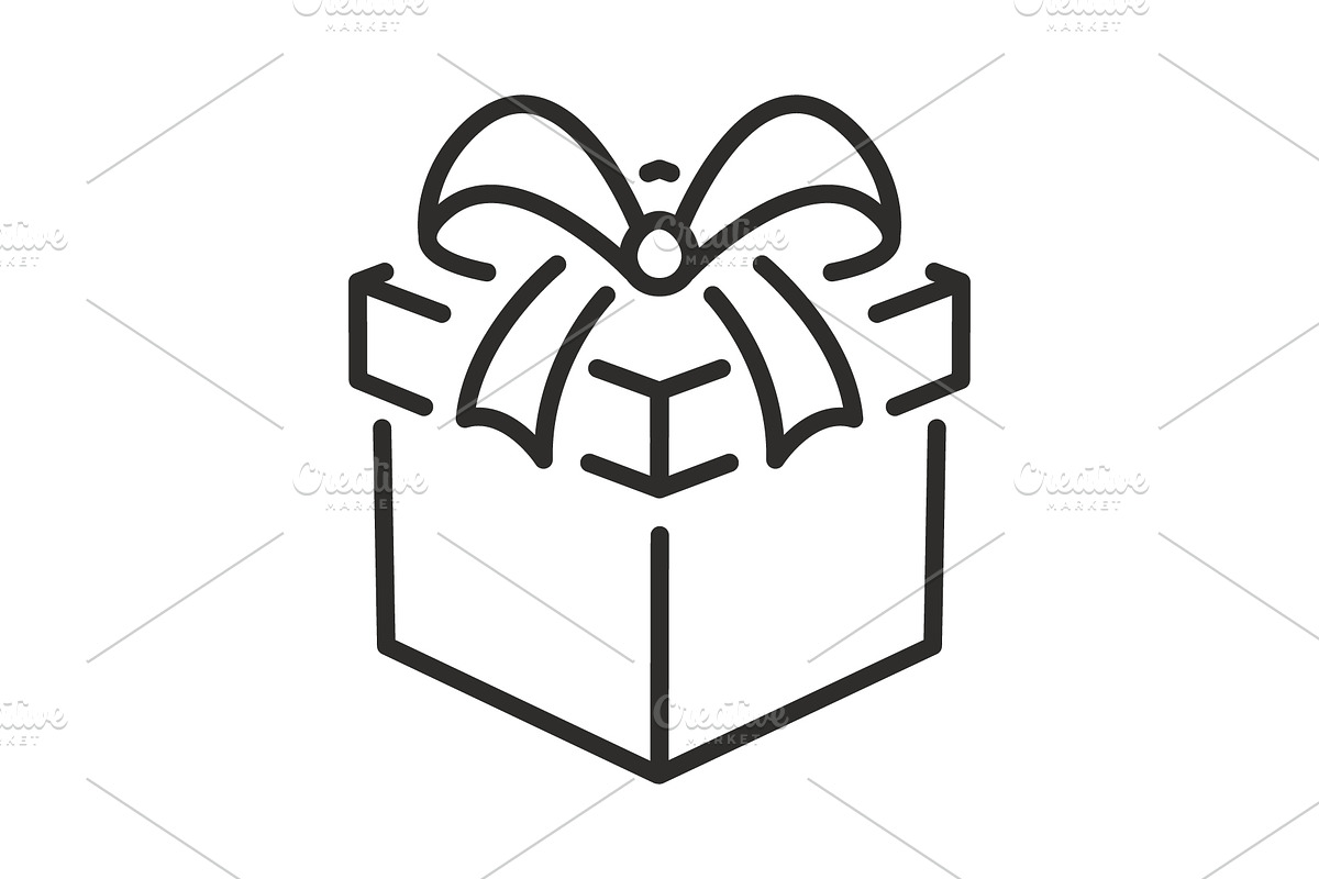 christmas gift box icon, present, an Outline Icon by 007NATALIIA