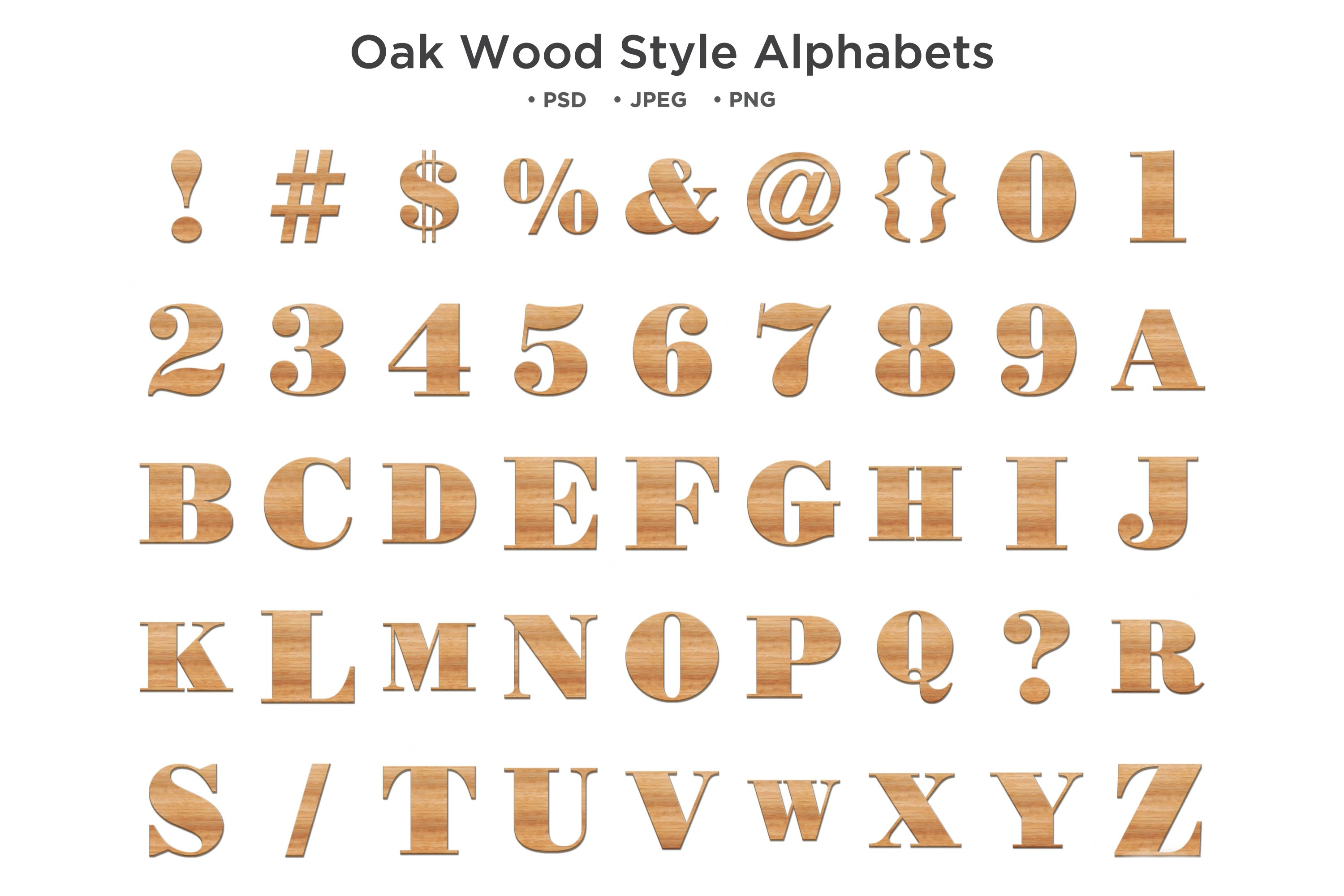 Oak Wood Style Alphabet Typography, a Layer Style Add-On by shahsoft