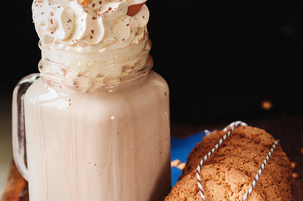 Caramel latte with whipped cream