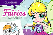 Cartoon fairies set, an Illustration by SunnyWS (Thumbnail 1 of 8)