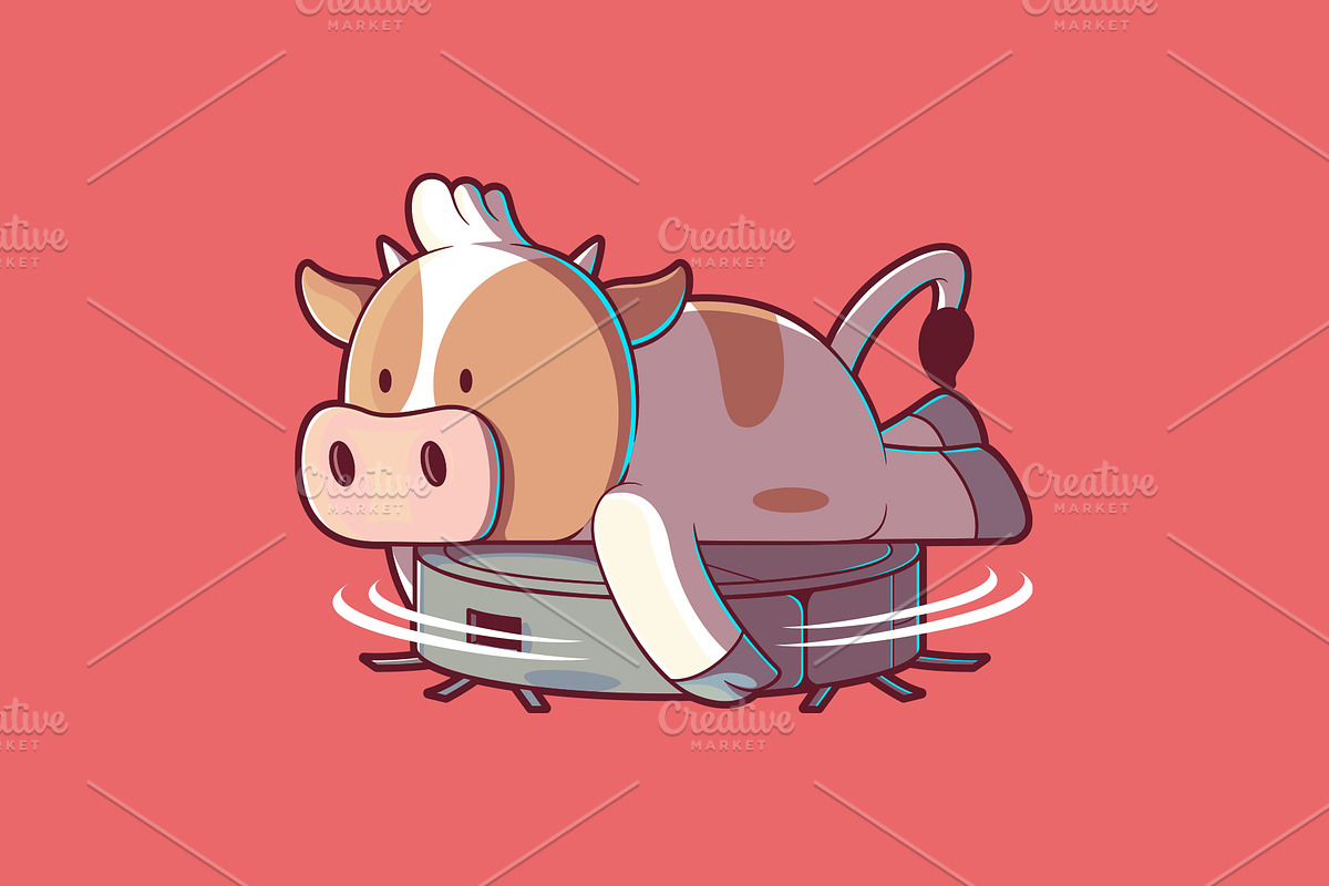 Vacuuuum Cow!, an Animal Illustration by pedrors
