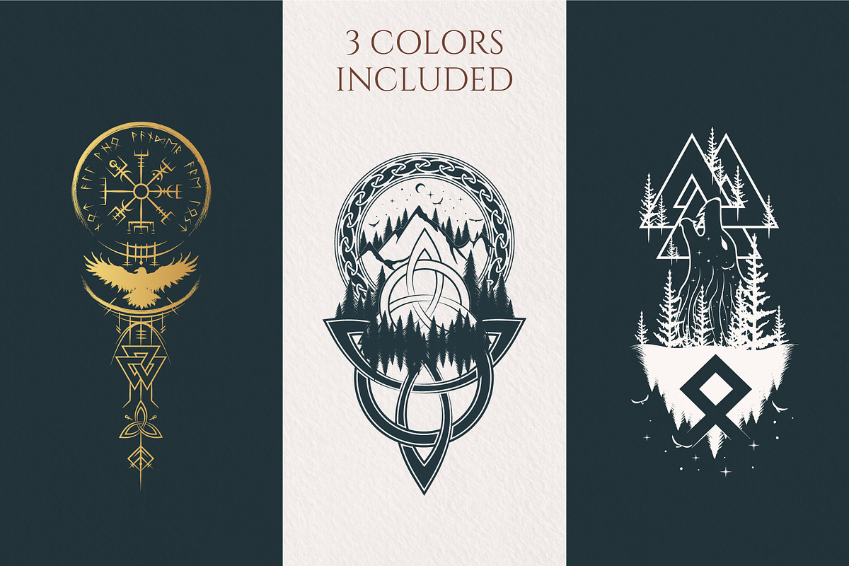 Hand drawn Viking Runes \u0026 Symbols Vol2, image size:1200x800