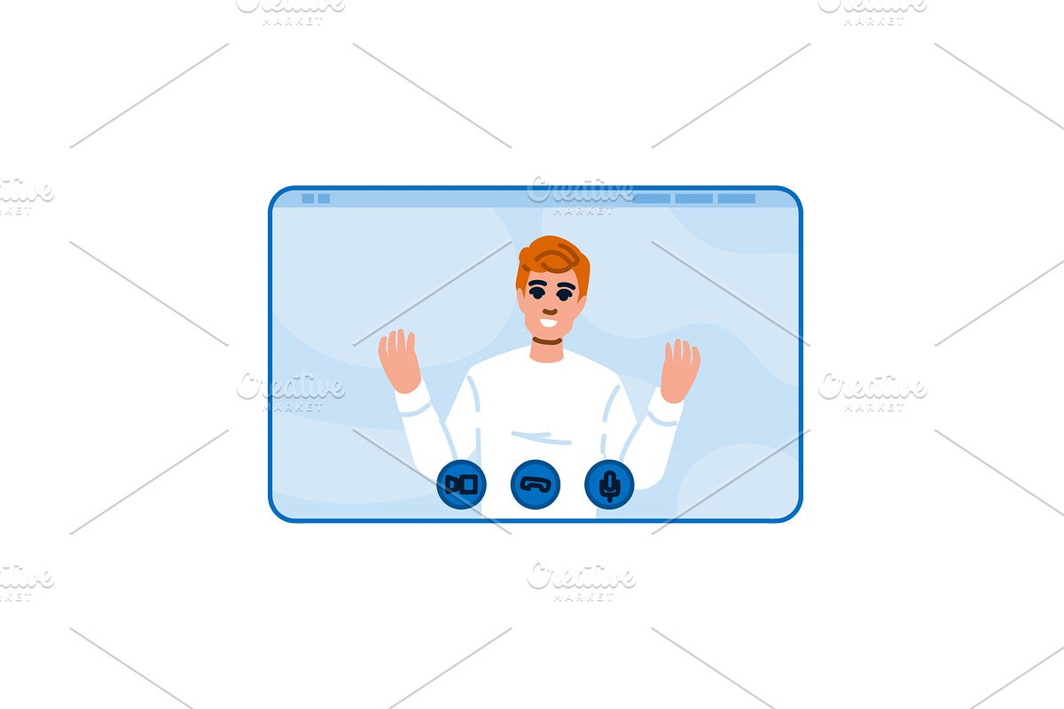 Man making video call and gesturing, a Technology Illustration by pikepicture