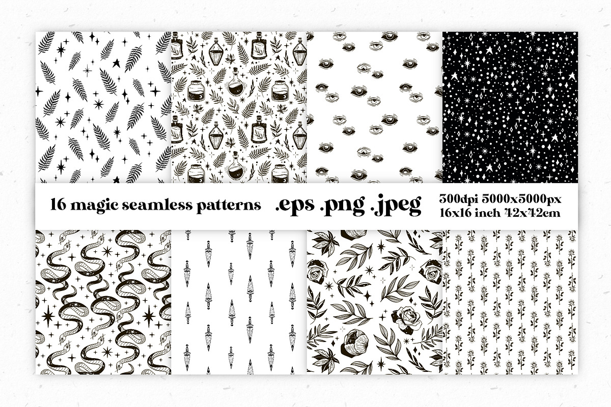 Magic Seamless Patterns Collection, a Pattern Graphic by Julia M. Watercolor (Photo 3 of 11)