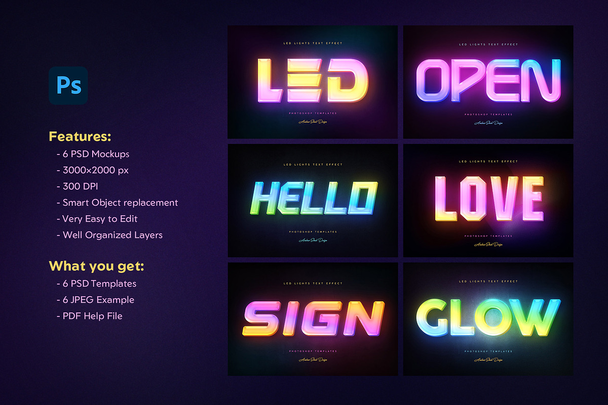 Led Lights Text Effects, a Layer Style Add-On by Andrew Skoch Design