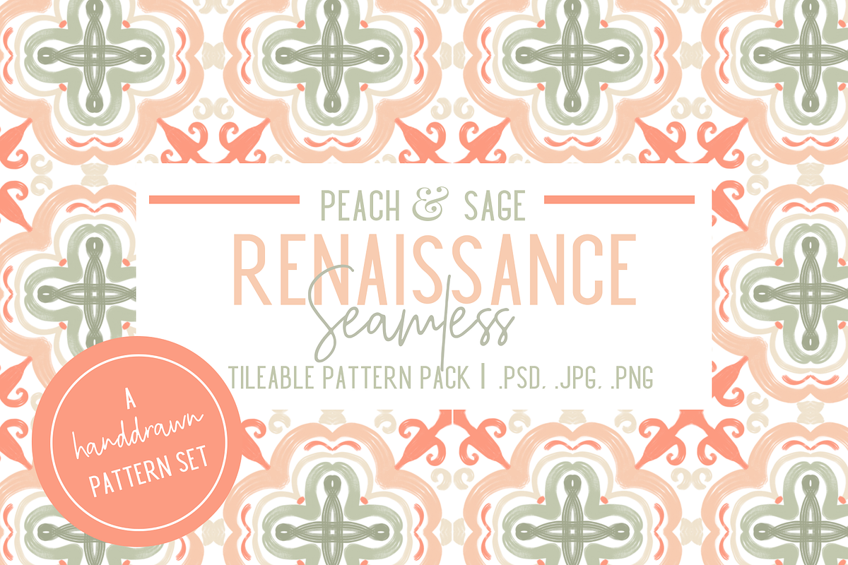 Peaches and Sage Seamless Patterns, a Pattern Graphic by TheLegacyBrandingCo (Photo 1 of 14)