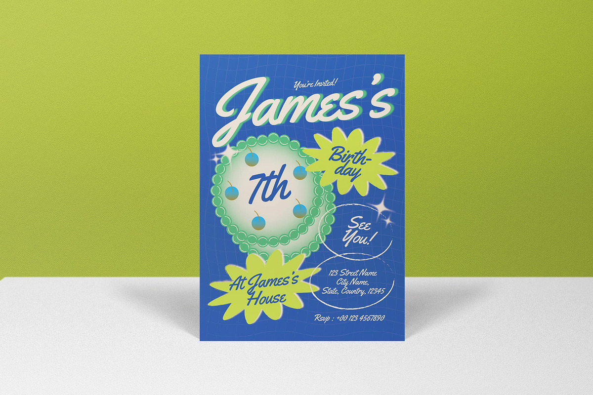 Retro Kids Birthday Invitation, an Invitation Template by graphicook (Photo 3 of 3)