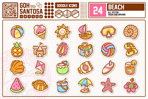 Beach Stickers Doodle Vector, a Graphic by Gohsantosa