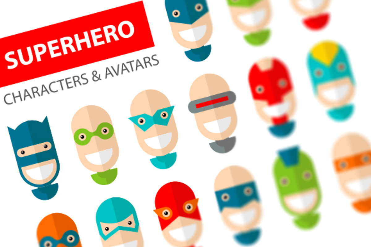 Happy Superhero Character Icons, an Icon by Graphue