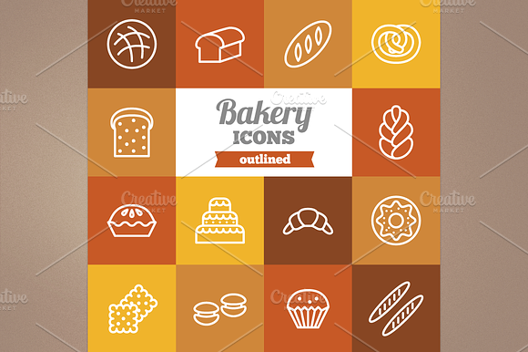 Outlined Bakery Icons