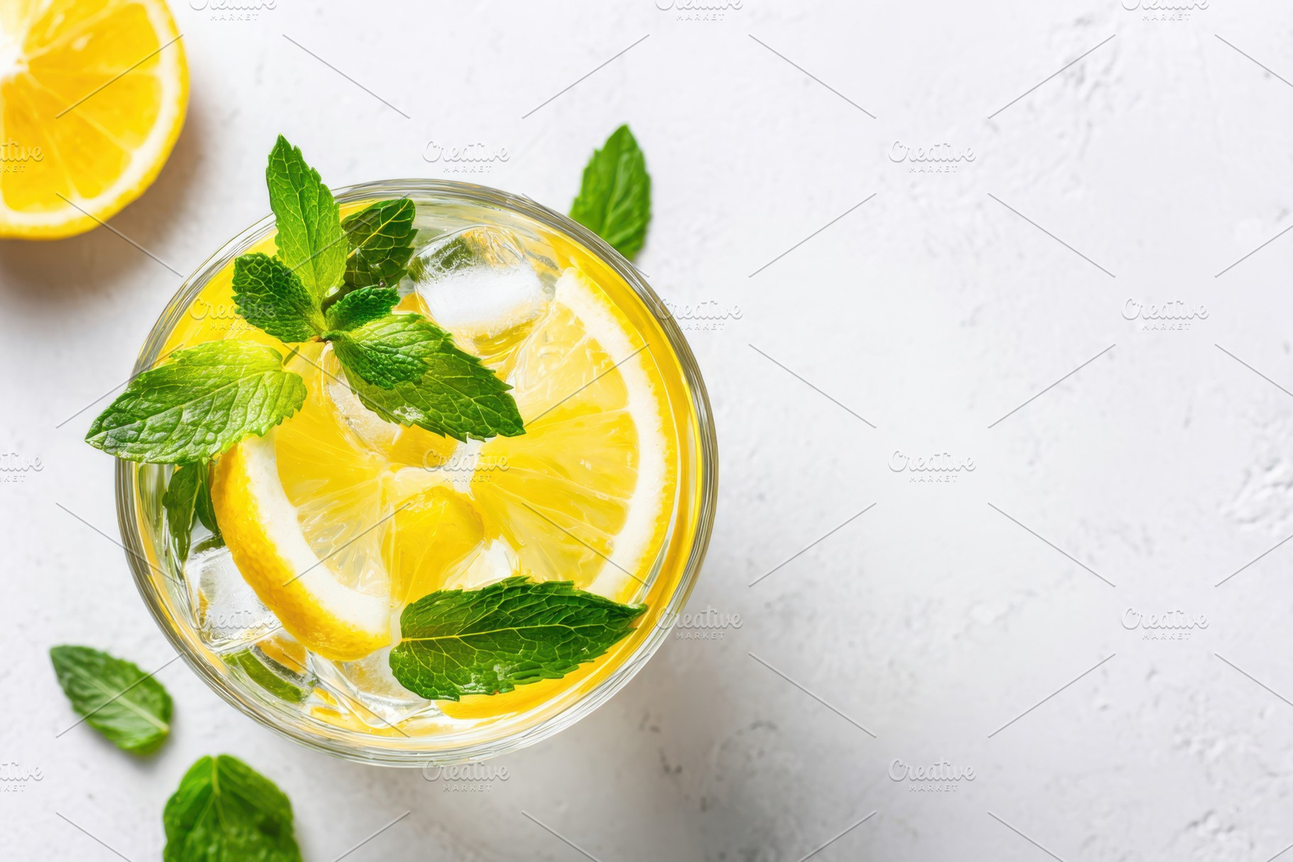 Refreshing lime drink with mint and ice, a Food & Drink Photo by AlyaAnd