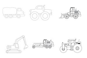 Construction Vehicle Outlines Set 1