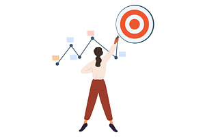 Businesswoman charts path to, a Person Illustration by Vectorbuum