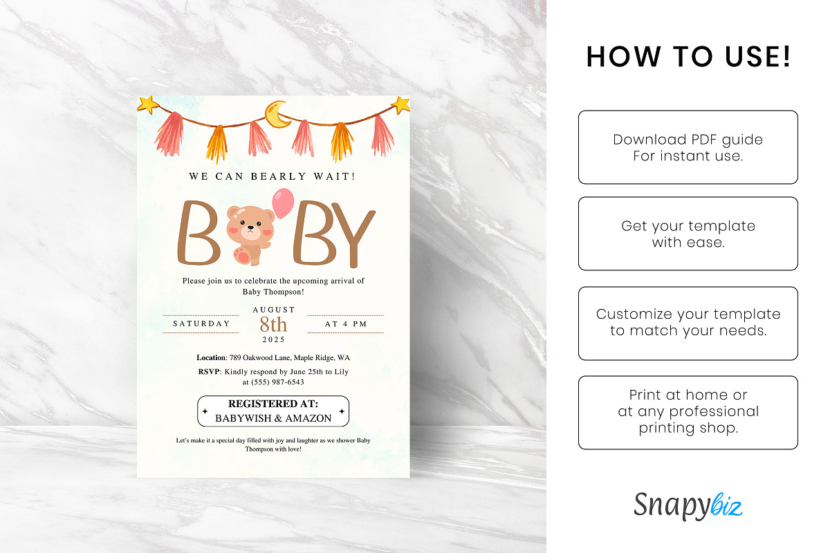 We Bearly Wait Baby Shower Invite, an Invitation Template by Snapybiz (Photo 4 of 10)