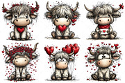 Highland Cow Valentine Clipart Png, an Illustration by Craft Nest (Thumbnail 9 of 11)