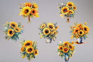 Sunflowers Bouquet Illustrations