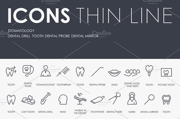 Stomatology Thinline Icons
