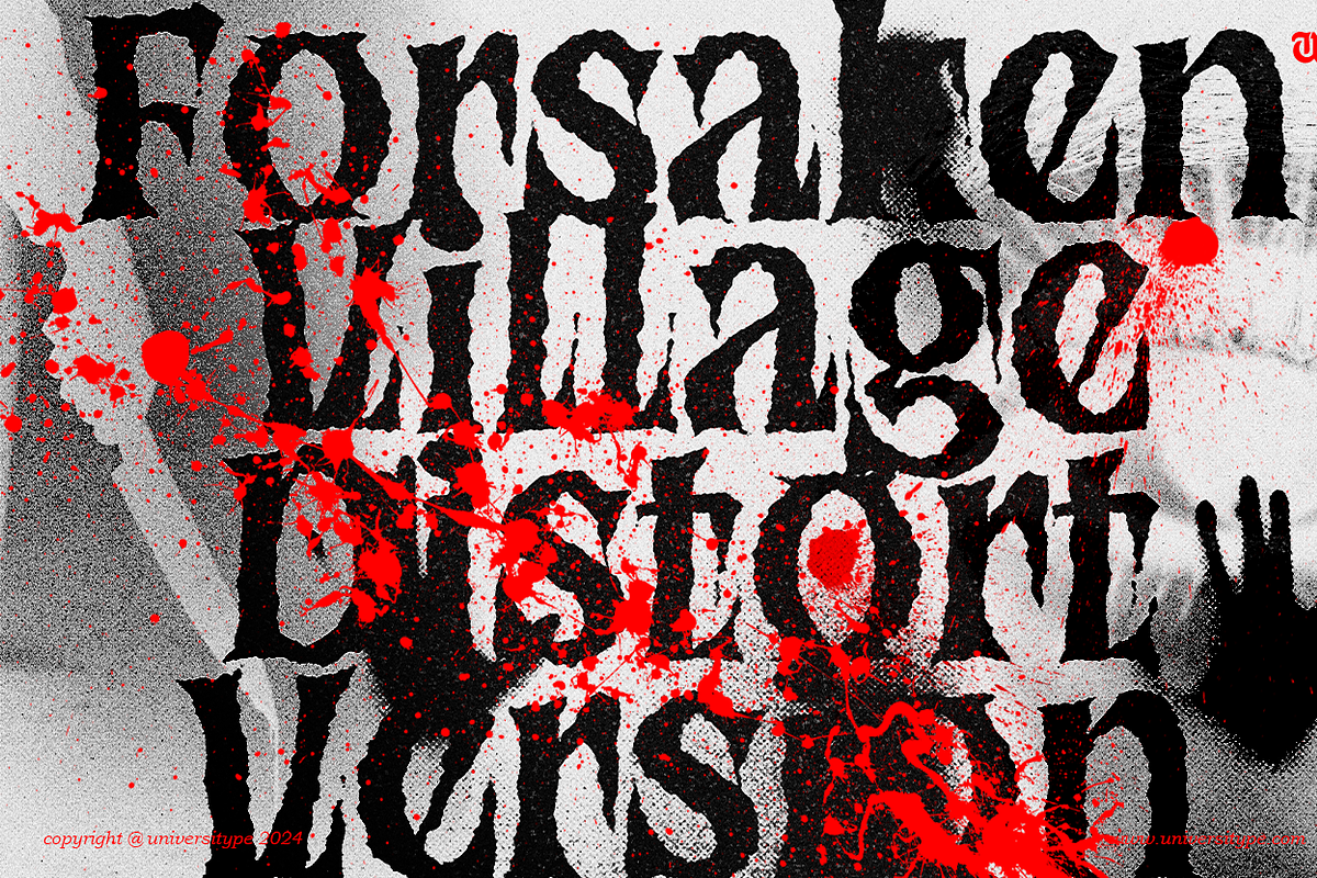 UT Forsaken Village - A Scary Font, a Serif Font by Universitype (Photo 10 of 12)