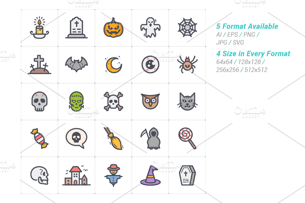 Halloween Line with Color Icons, an Outline Icon by WORAKAMON Design Studio (Photo 2 of 3)