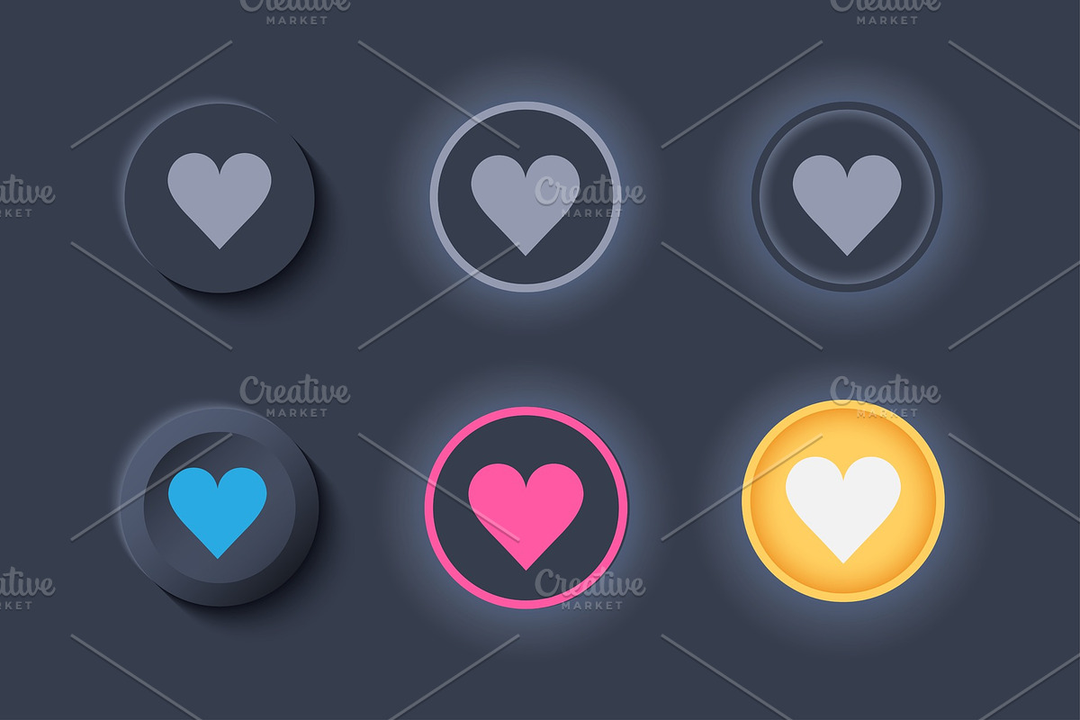 Newmorphic UI like buttons light set, an Object Graphic by Vitamin
