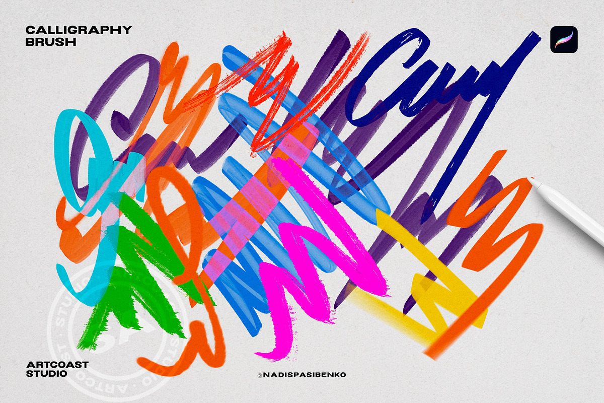 Calligraphy Brushes for Procreate, a Brush Add-On by Spasibenko Art (Photo 8 of 9)