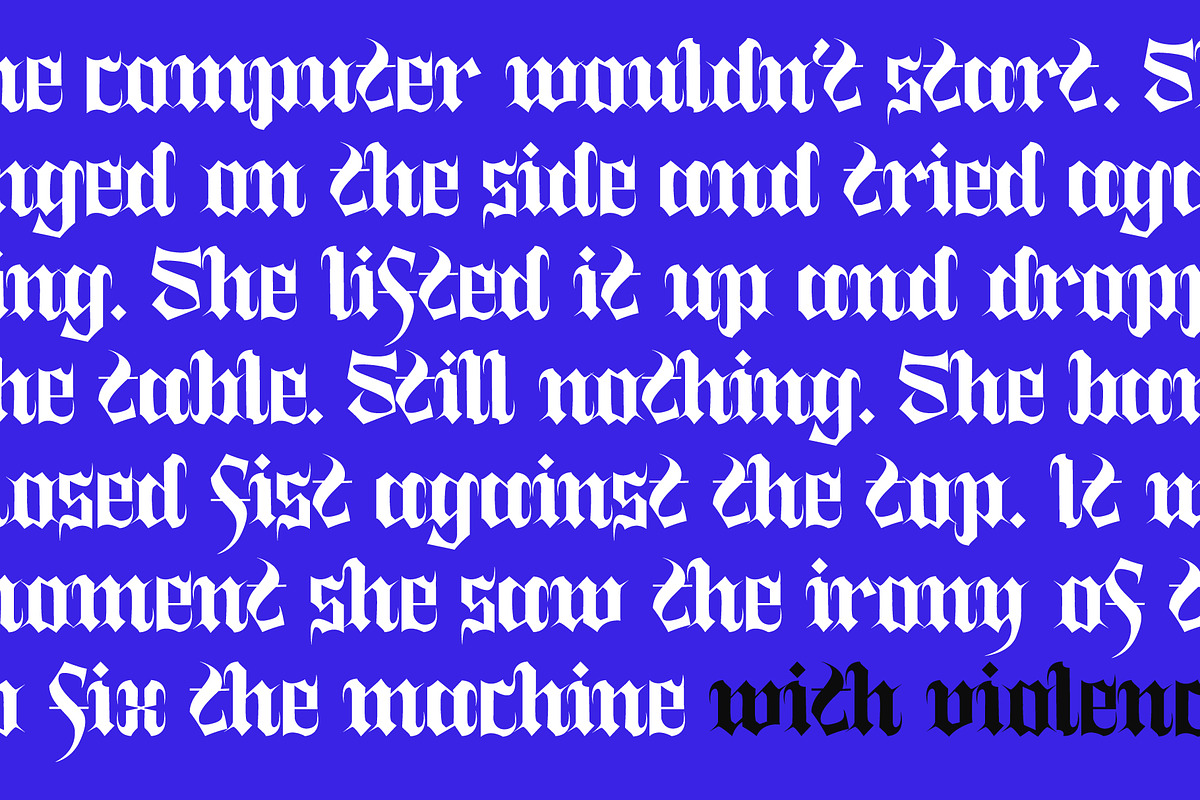 KT Cement - Experimental Blackletter, a Blackletter Font by Kulturë Type (Photo 3 of 8)
