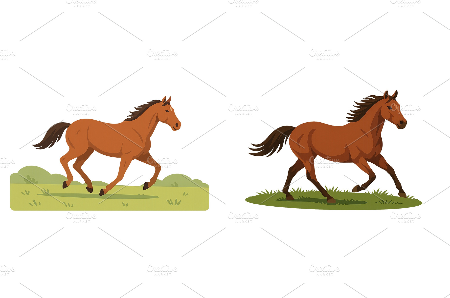 Horses running freely in a green, a Nature Photo by ZinetroN