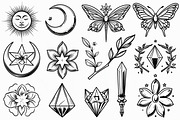 Mystical Crystal & Floral Icons Set, an Illustration by jahid234 (Thumbnail 2 of 7)