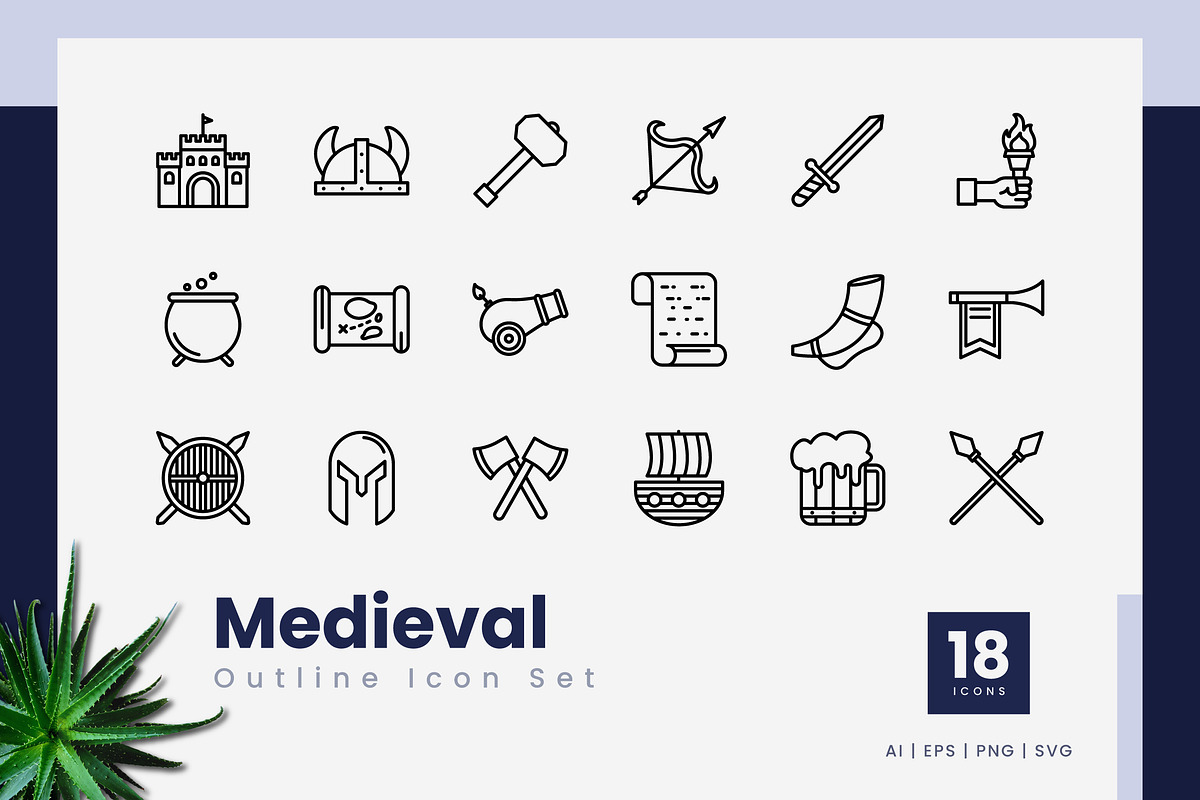 Medieval Outline Icons, an Outline Icon by Zeer Graphic (Photo 1 of 2)