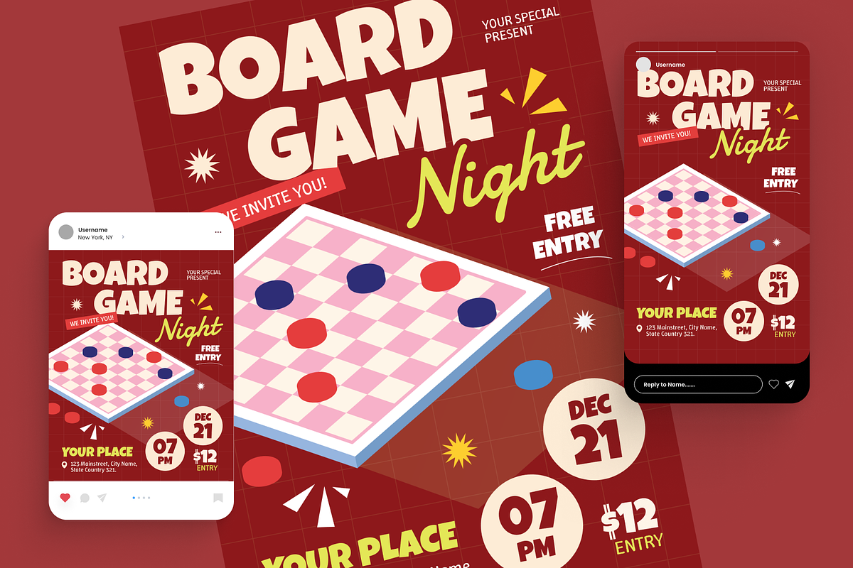 Board Game Night Flyer Set, a Flyer Template by Annora Studio (Photo 2 of 6)