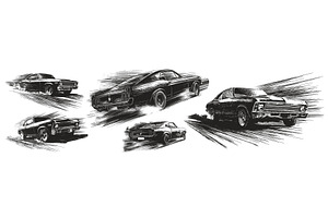 Vintage car engraving set. Retro, an Object Illustration by Stock-Smart-Start