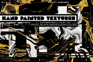 White, black & golden fluid textures