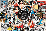 75 Retro Pin Up Girls Bundle, a Decorative Illustration by ClipArtTime (Thumbnail 1 of 4)