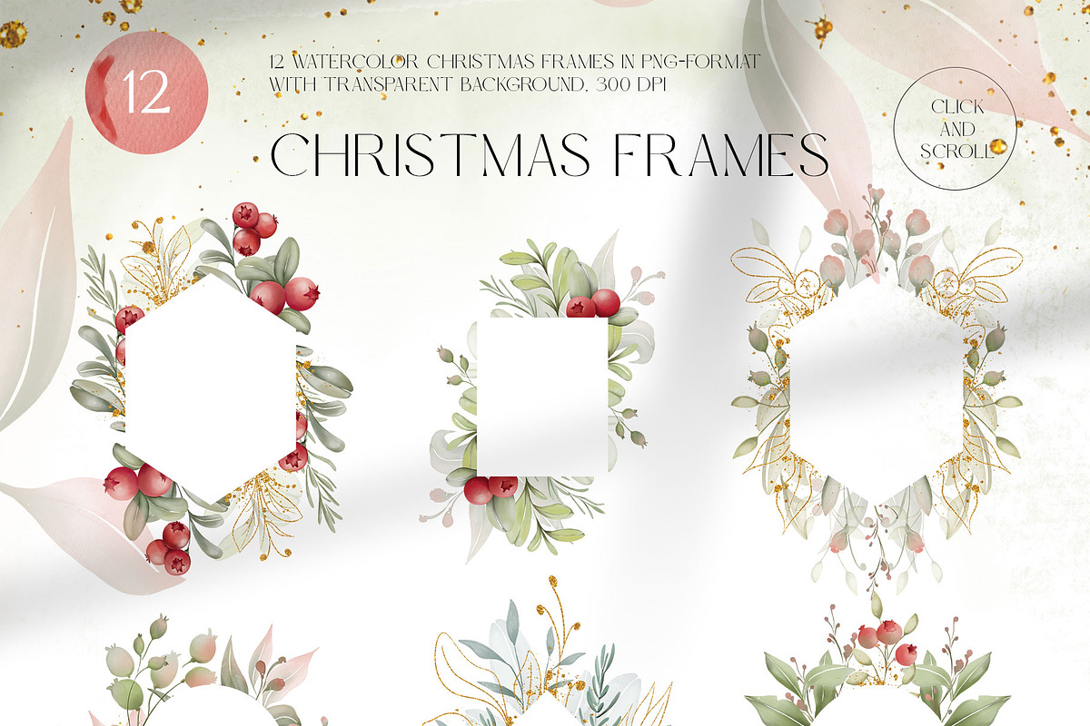 CRANBERRY CHRISTMAS watercolor set, a Decorative Illustration by Yuliia Lashevska (Photo 4 of 13)