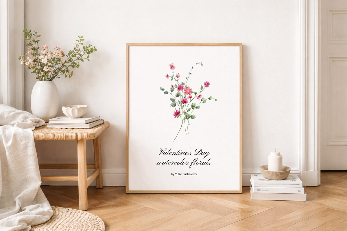 Valentine’s Day watercolor florals, a Decorative Illustration by Yuliia Lashevska (Photo 6 of 11)