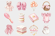Watercolor Baby Girl Clipart, a Seasonal Illustration by Design Market (Thumbnail 5 of 5)