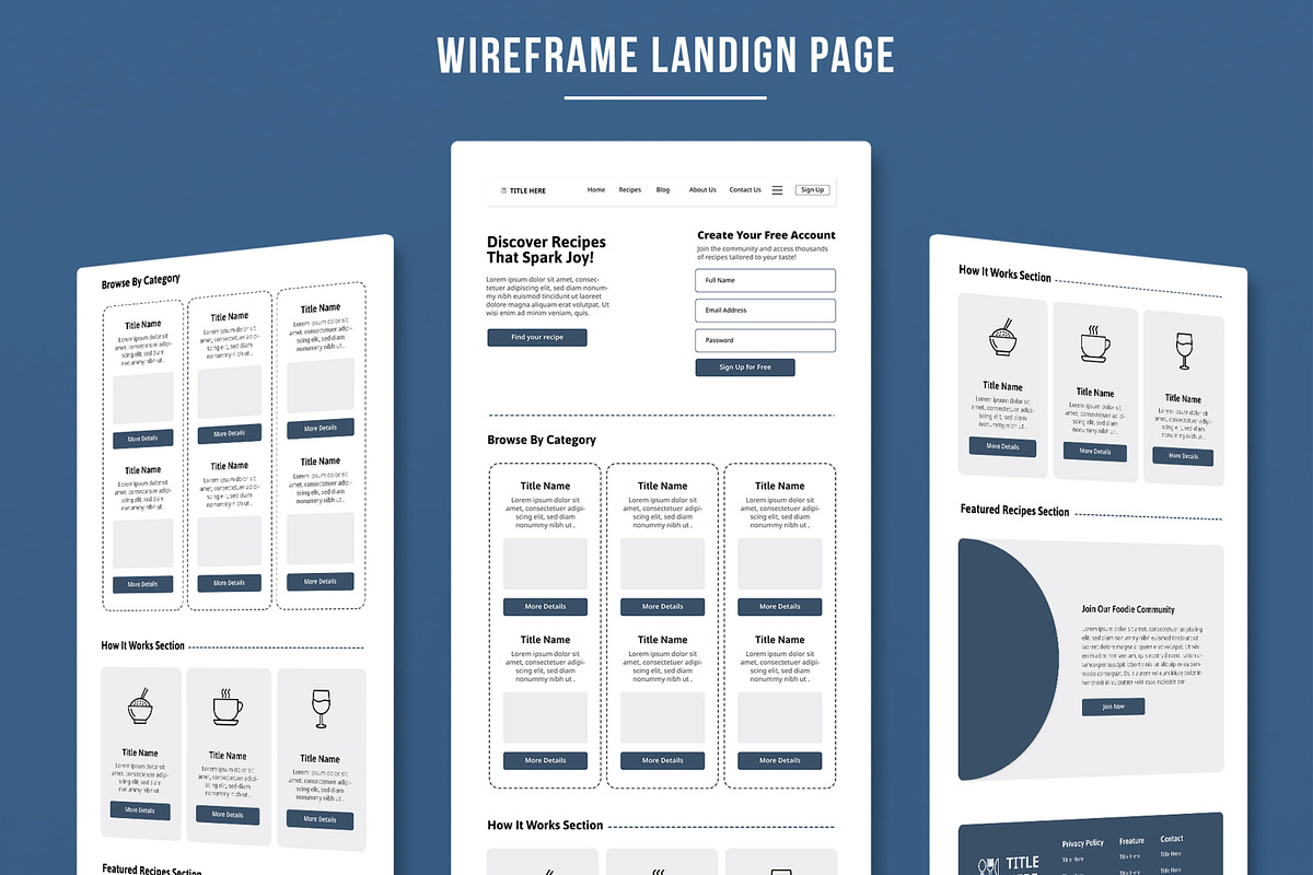 Delicious  Wireframe Landing Page, a Landing Page Template by MightyDesign (Photo 1 of 9)