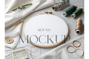Textured Artisan Embroidery Hoop, a Product Mockup by MockupWizard