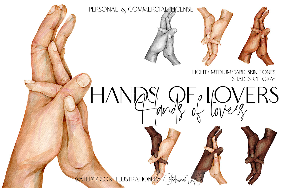 Watercolor Hands of Lovers Print, a Person Illustration by EkaterinaViArt (Photo 1 of 7)