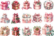 Vintage Pink Christmas Gifts Clipart, an Illustration by Designking (Thumbnail 3 of 5)