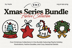 Christmas Series BUNDLE: All 5 in 1, a Seasonal Illustration by Veyla