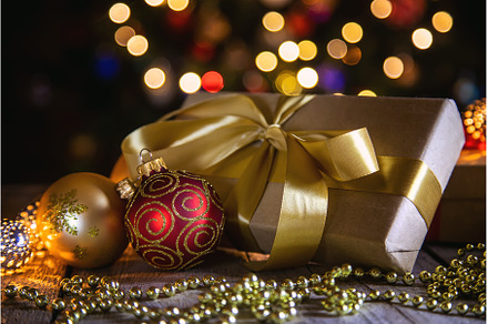 Christmas background with gifts, a Holiday Photo by yanadjana