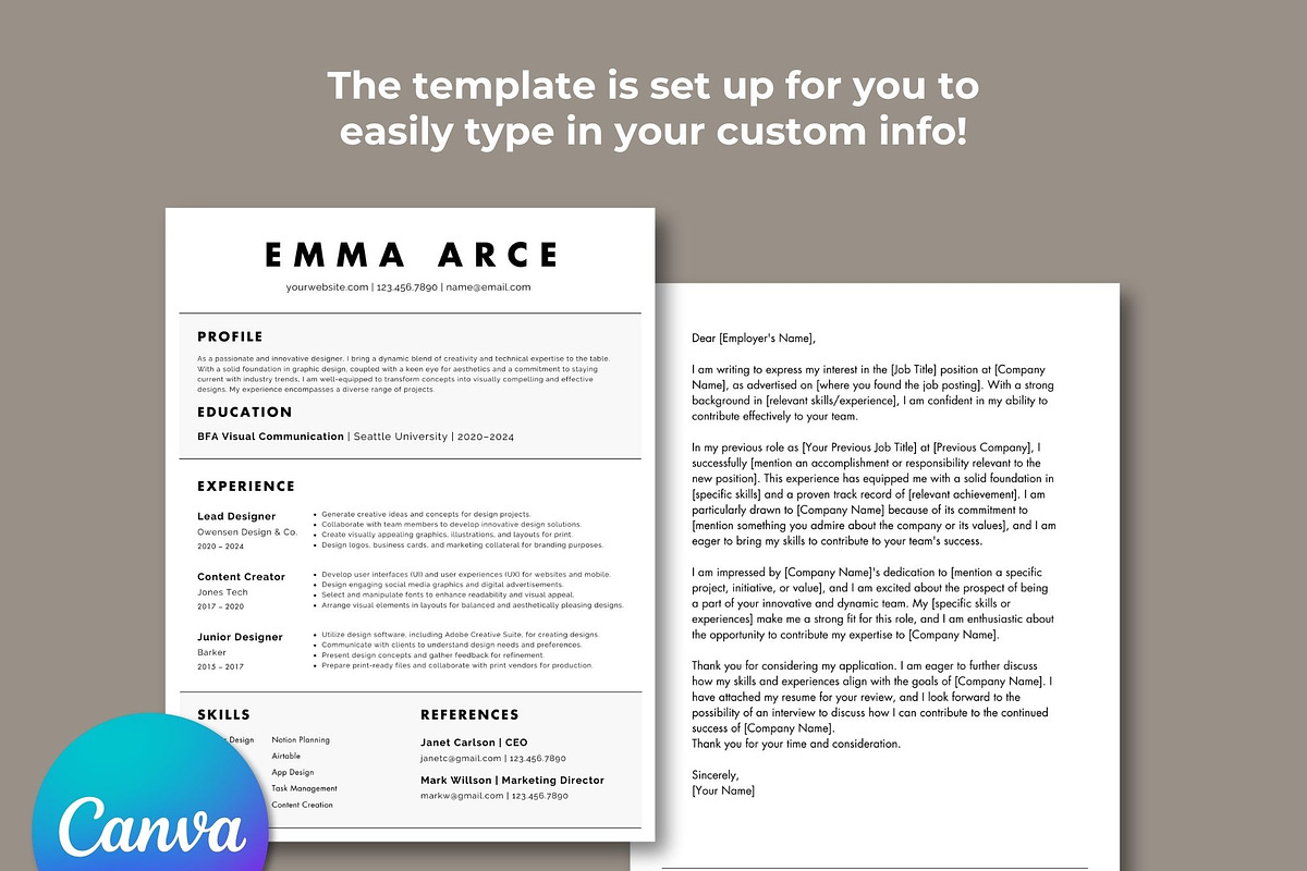 Simple Resume Cover Letter Template, a Resume Template by Melanie Peterson (Photo 2 of 3)