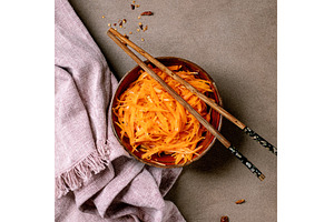 Marinated carrots Korean salad, a Food & Drink Photo by Natasha Breen