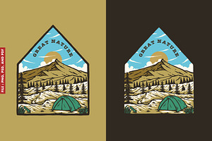 Camping Nature Badge Illustration