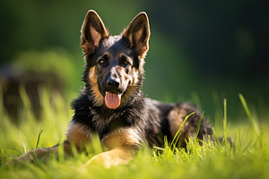 German shepherd dog on green grass, an Animal Photo by AlyaAnd