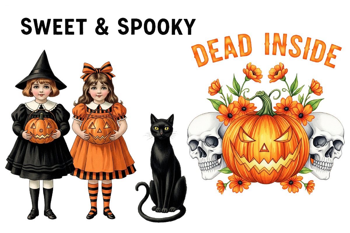 Vintage Halloween Clipart, an Illustration by DreamArtGraphic (Photo 2 of 5)