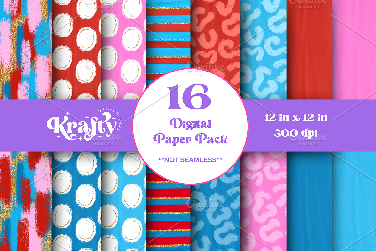 Hand Drawn 4th of July Digital Paper, a Pattern Graphic by Krafty Digital Designs (Photo 1 of 3)