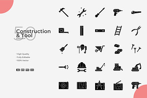 Construction And Tool Outline Icons, a Solid Icon by Bloodline